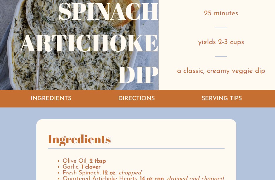 Recipe Page Screenshot